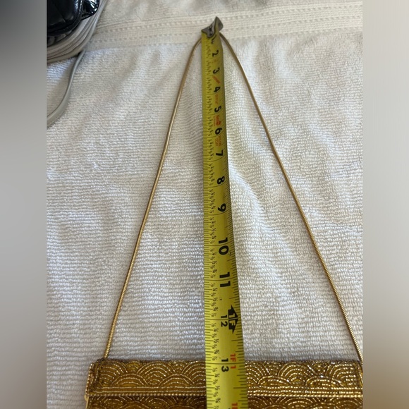 Walborg of Hong Kong Small Gold Beaded Clutch Purse With Gold Chain Handle - Picture 7 of 7